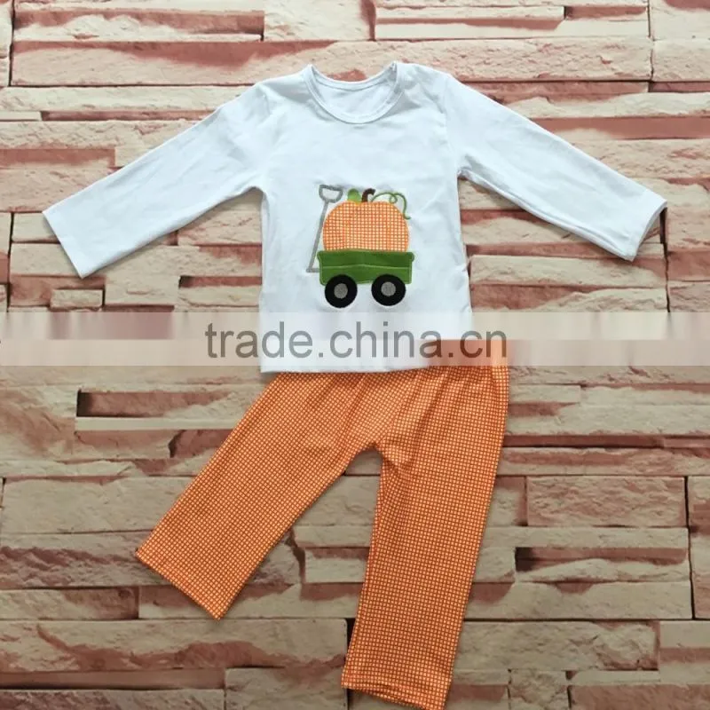 Wholesale children's boutique Halloween orange stripes patterned suit