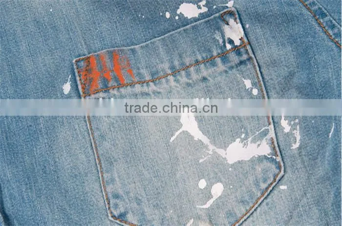 2016 European Style splash ink men denim casual shirt