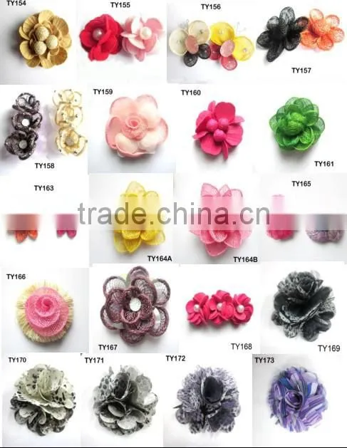 Red heart shape flower brooch with chiffon lesbian