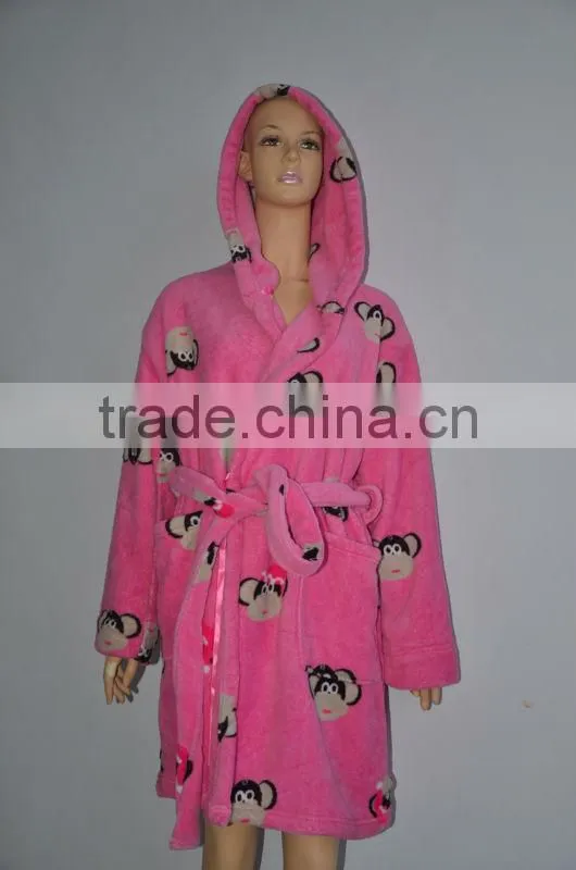 coral velvet bath robe