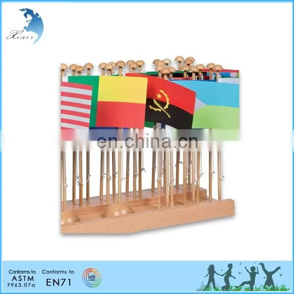 Geography Montessori materials Chinese factory wooden holder African Flag Stand
