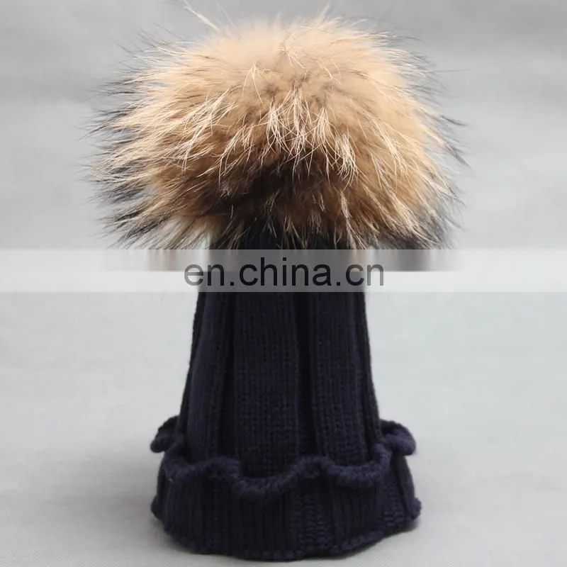 Crochet pom pom hats kids child knitted winter hats with large poms