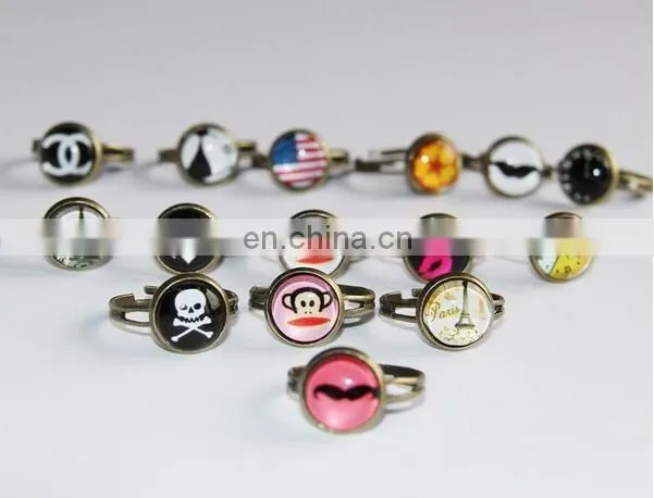 36 pairs/box Gorgeous European Style Time Gem Opening Ring Retro Cute Ring