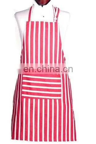 red stripe apron/red white striped apron/red apron