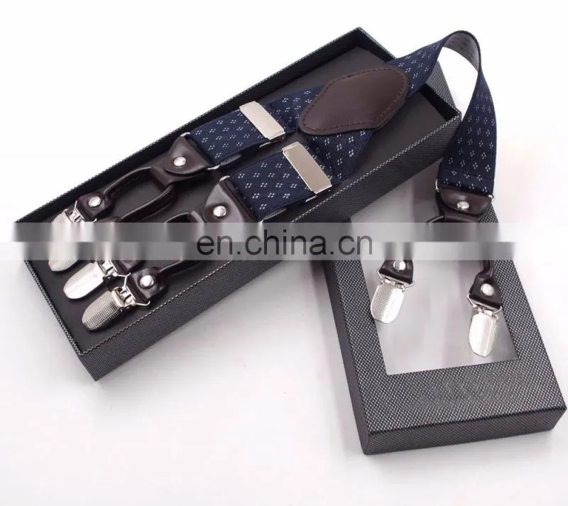 wholesale adult 6 clips men's jacquard suspenders more colors available