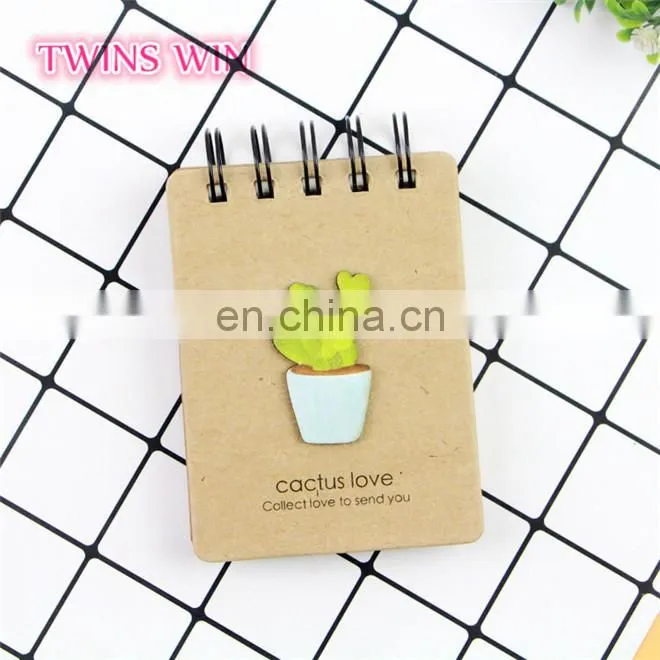 2018 China advertisement stationery wholesale high quality cute funny cactus design kraft paper covers notebook custom printing