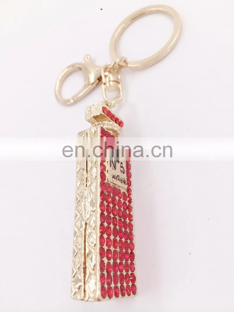Rhinestone Crystal Keyring Charm Pendant Purse Bag Key Ring Chain Keychain Perfume Bottle Very Hot Sale