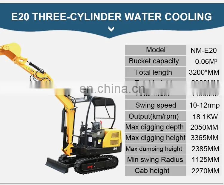 NMMG-E20 2 t 2.2t excavadora en venta china excavator aprobado por la CE