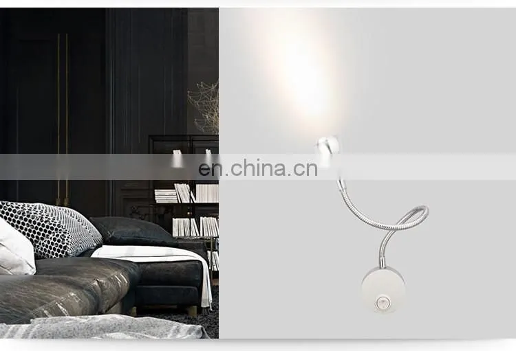 Cheap price bathroom mirror lamp with flexible hose mini led reading lamp for bedroom OEM gooseneck led headboard wall lamp