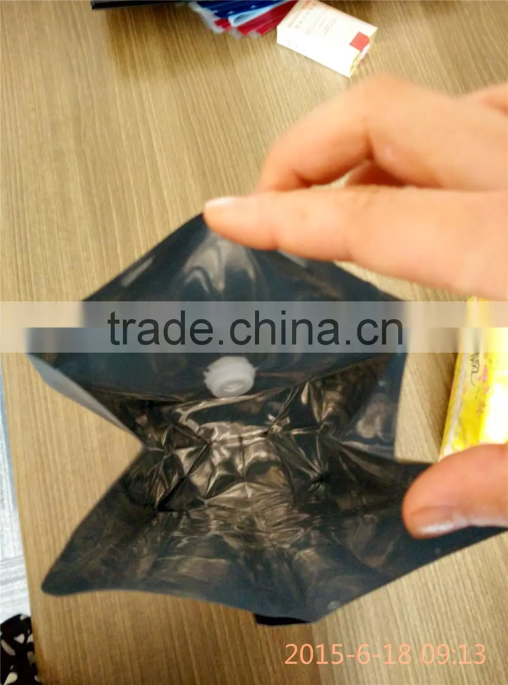 side gusset laminated plastic printed coffee bean packaging bags with valve 1KG