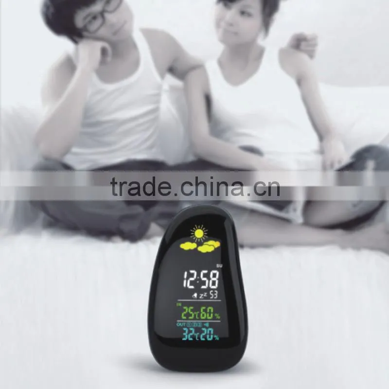 LCD Digital Clock Weather Station with Indoor and Outdoor Temperature, Humidity Function