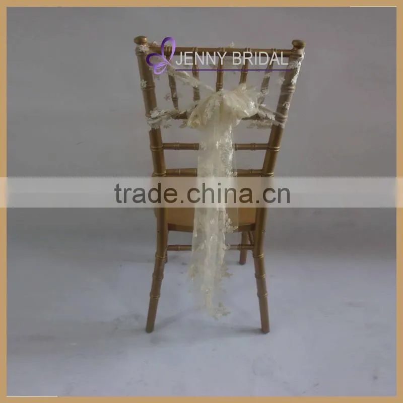 C174F1 White Elegant Chair Sashes Lace Chair Covers Wedding