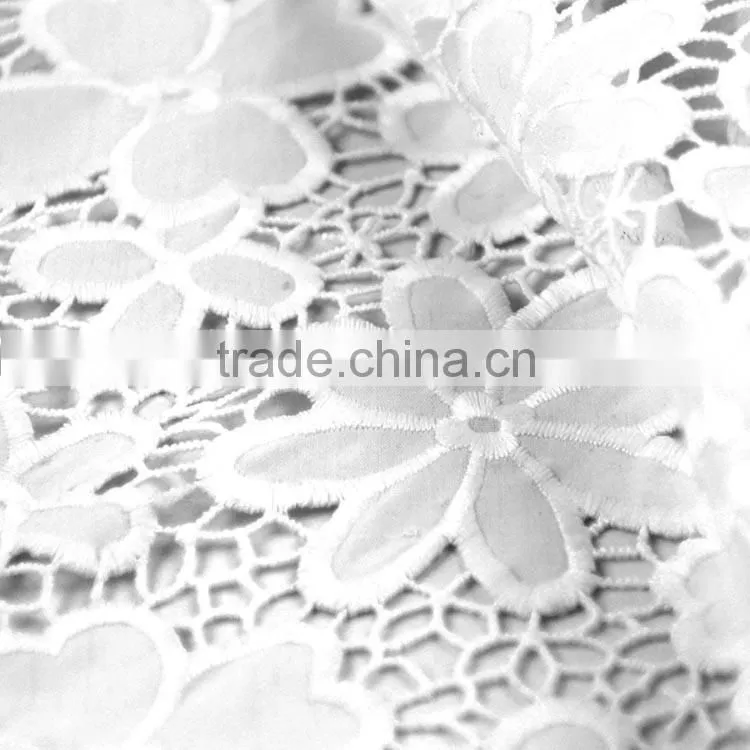 Economical custom design wholesale qmilch embroidery white lace fabric tops for women