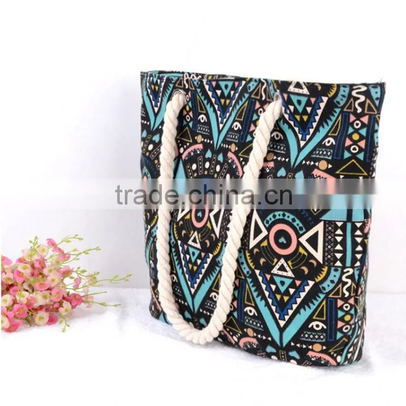 Flowers Printing Handbags Shoulder Bag Canvas Appliques Portable Bags Handbag Brands