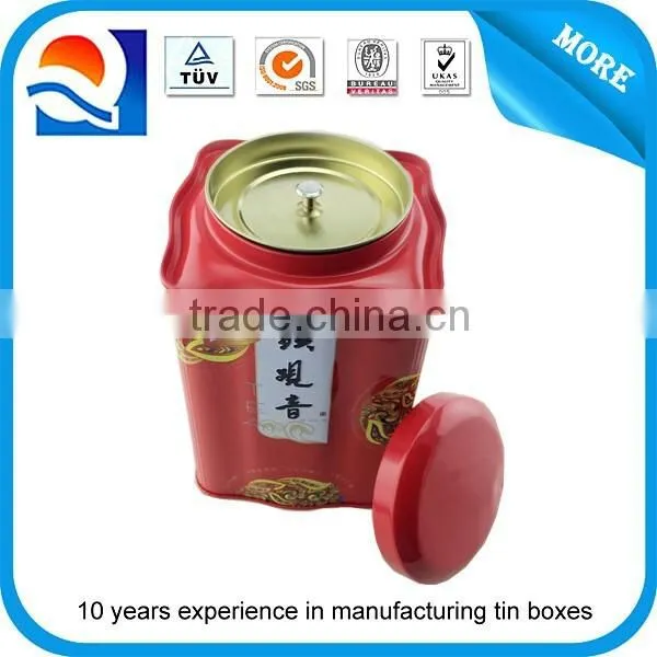 Lovely food-grade airtight irregular tea tin box airtight tea tins