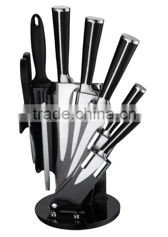 BLACK HANDLE STAINLESS STEEL 8PCS KITCHEN KNIFE SET