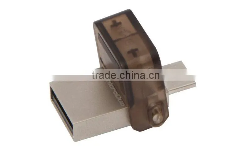 slim metal otg usb flash drive with plastic case in silver color