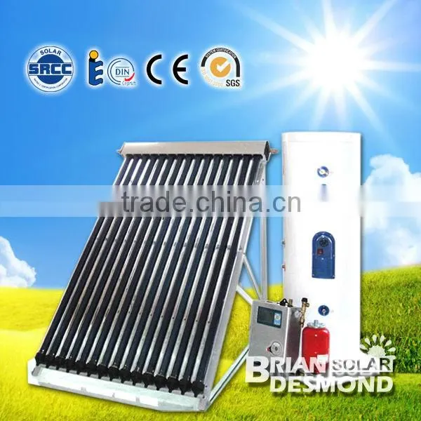 Split pressurized system heat pipe vacuum tube solar water heater with SP116 working station