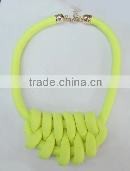 Rope braided neon colored necklace for 2015