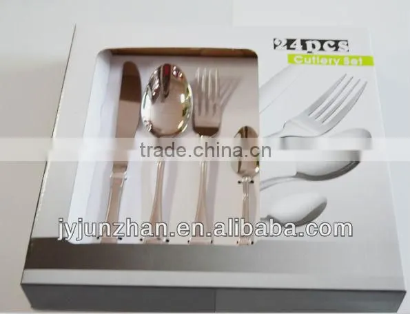 flatware 24pcs with stainless steel 410 and color box packing & mirror polishing