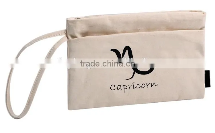 Natural plain cosmetic clutch beige toiletry bag