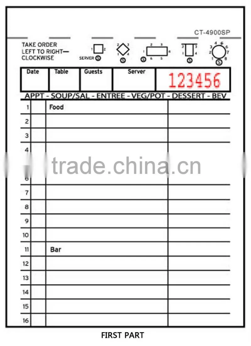 CT-4900SP guest checks 11 years Gold supplier from alibaba