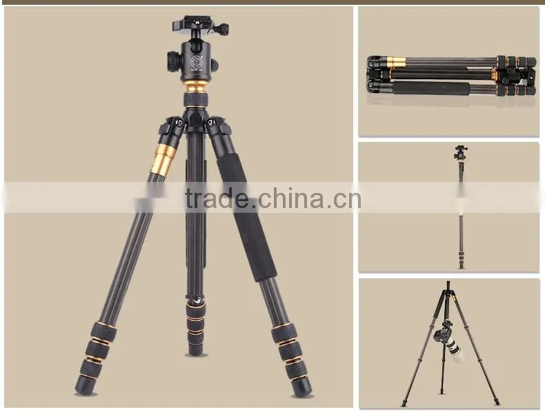 Q999C Professional Portable Carbon fiber Tripod&Ball Head Compact for DSLR Camera