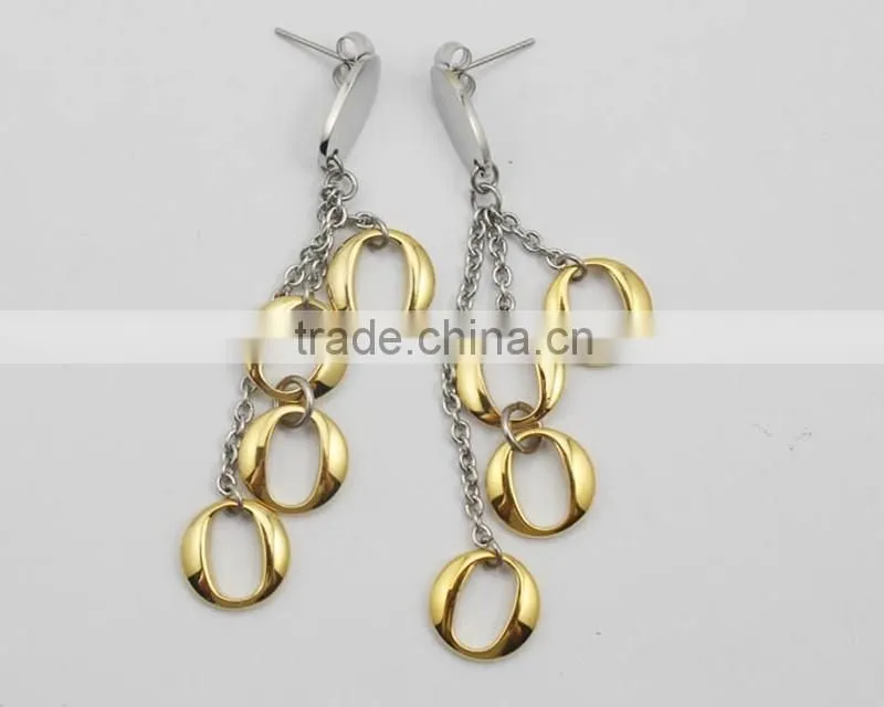 wholesale fashion vintage round pendant gold earring stainless steel