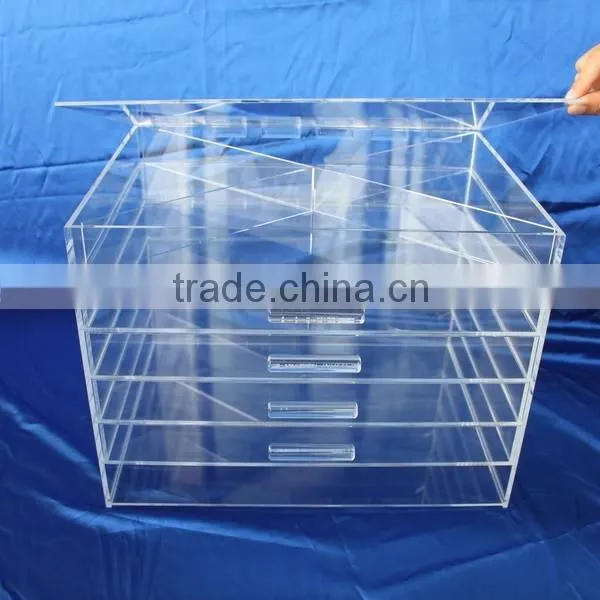China new products lucite makeup display, acrylic lucite makeup box, lucite makeup storage boxes