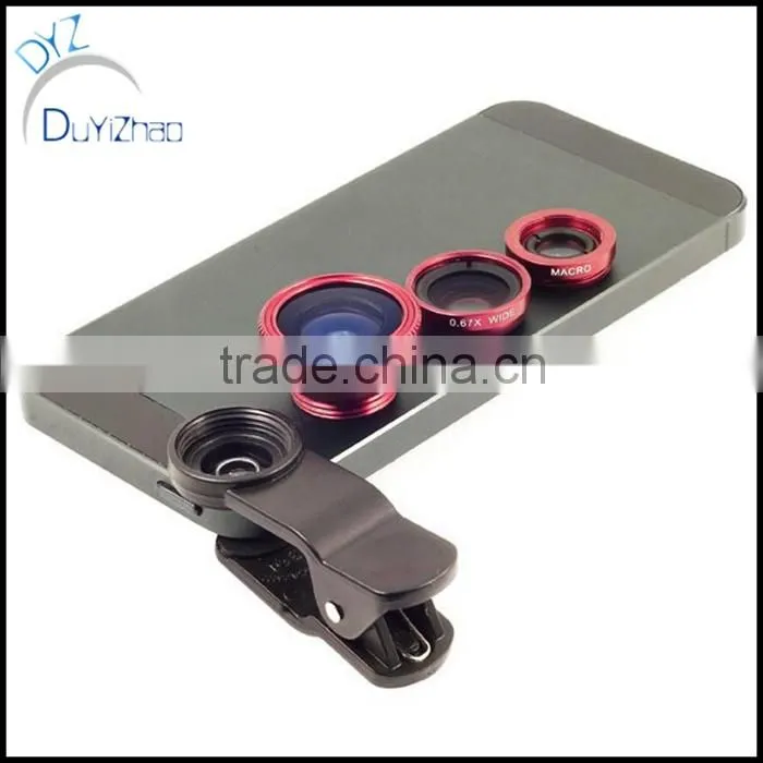 New wholesale 3 in 1 fisheye Fish Eye +Wide Angle +macro Camera cell Phone Lens