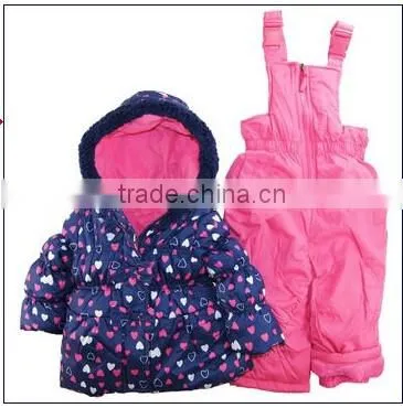 new design baby clothes padded coat suspender baby girls winter suit jacket overall children clothes sets