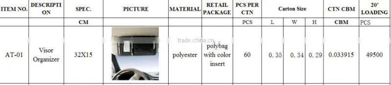 polyester visor Organizer
