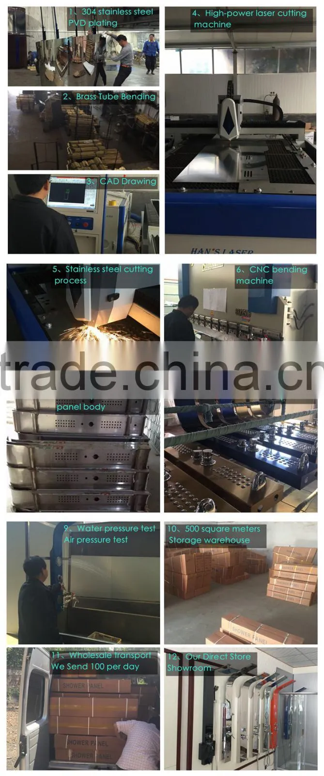 Alibaba sanitary ware stainless steel shower panel watermark