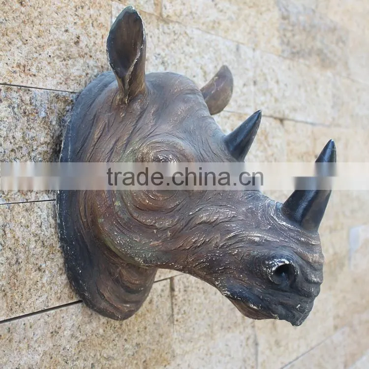 Artificial 3D polyresin wall art rhinoceros decoration