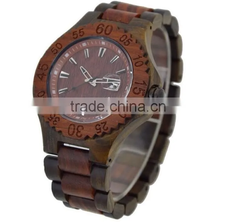 5 years natural wooden made luxury unisex wooden watch analog quartz