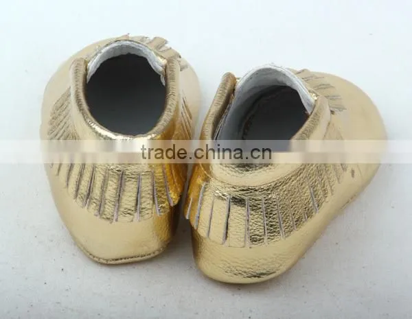 Popular all market 100% sheep leather fringes baby Moccs