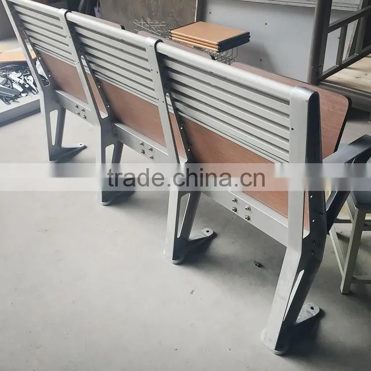 Cheap Aluminum Attached Folding College School Student Desk and Chair HXFD001