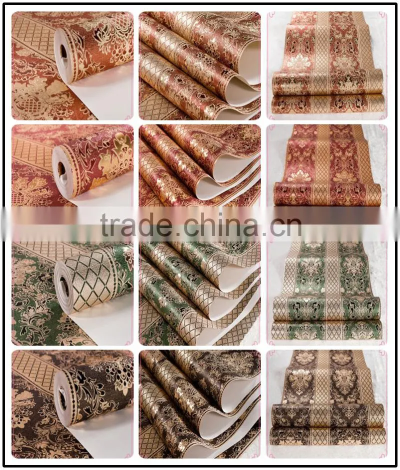 2015 luxury metallic silver aluminum glitter leaf gold wallpaper gold foil wallpaper