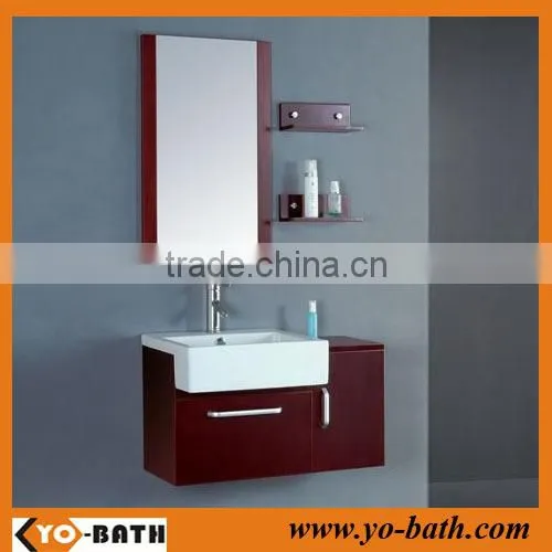 wall mounted red oak color oak bathroom cabinet