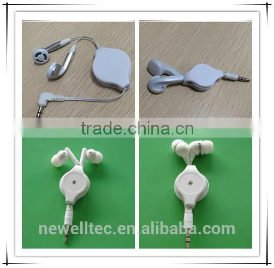 Wholesale price&good promotion earphone with retractable cord