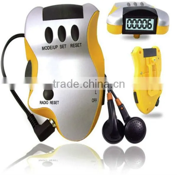 3 Buttons Multifuntional FM Radio Pedometer with Calories Calculate and Time Display