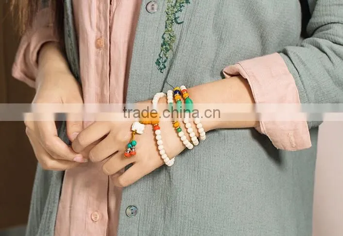 6mmx108Beads Women's Men's Artificial Hippopotamus Tooth Round Beads Bracelet