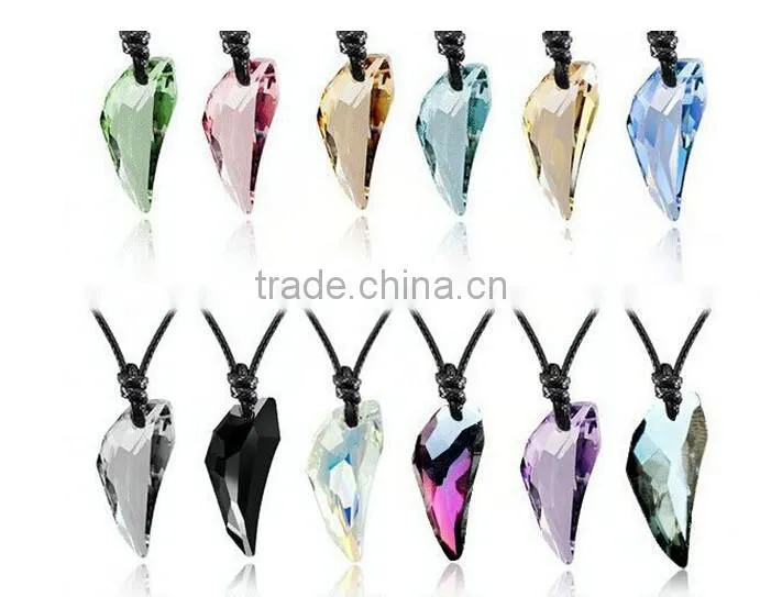 Crystal Wolf Tooth Style Pendant Black Chord Unisex Fashion Necklace Gift