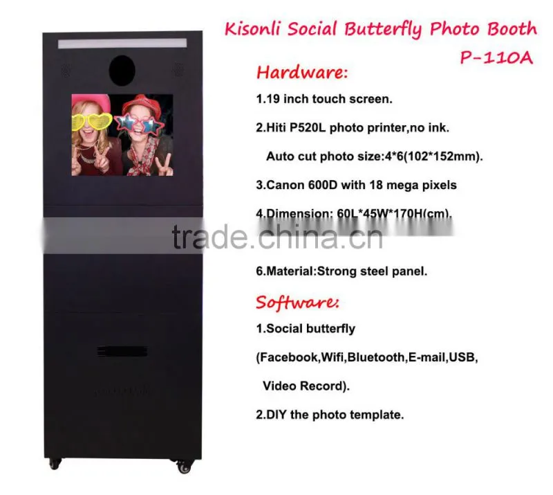 2016 NEW Indoor Application touch screen Photo booth advertising Photo kiosk