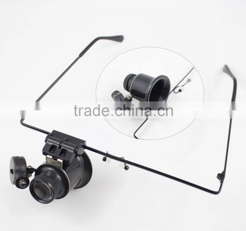 High quality Optical lens 2 LED Glasses Magnifier wholesale for repairing ,working,reading