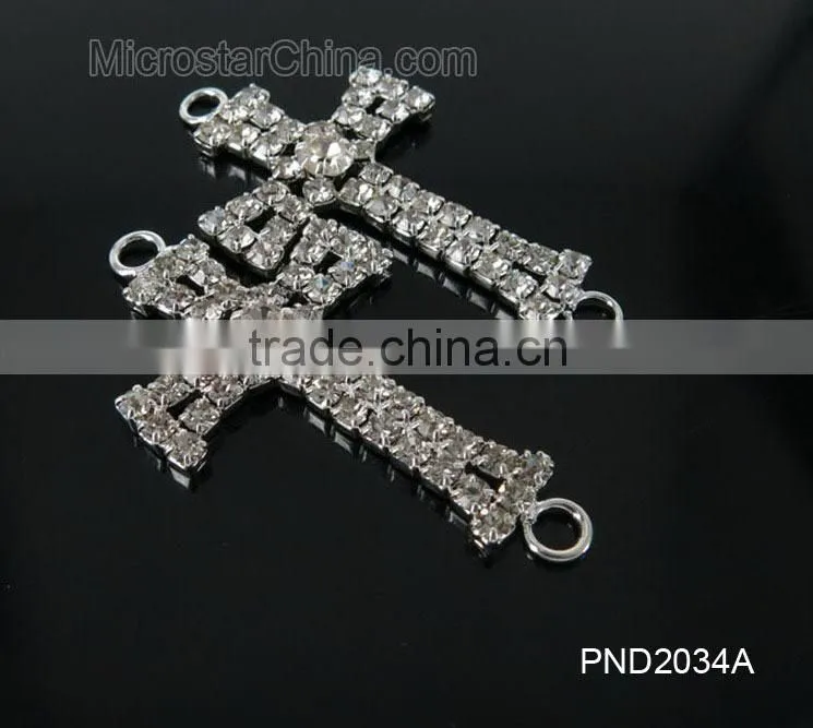 Fashion black color copper clear rhinestone cross locket pendant necklace