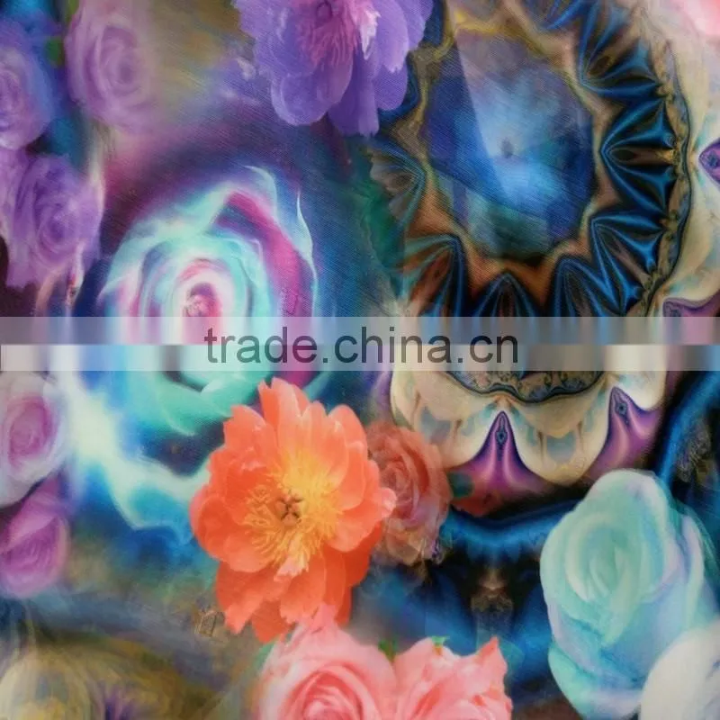 3D Double layer Digital Print Stereoscopic polyester fabric For Dress