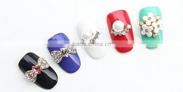 small pearl rhinestone diamond flower square shape bling bling nail jewelry