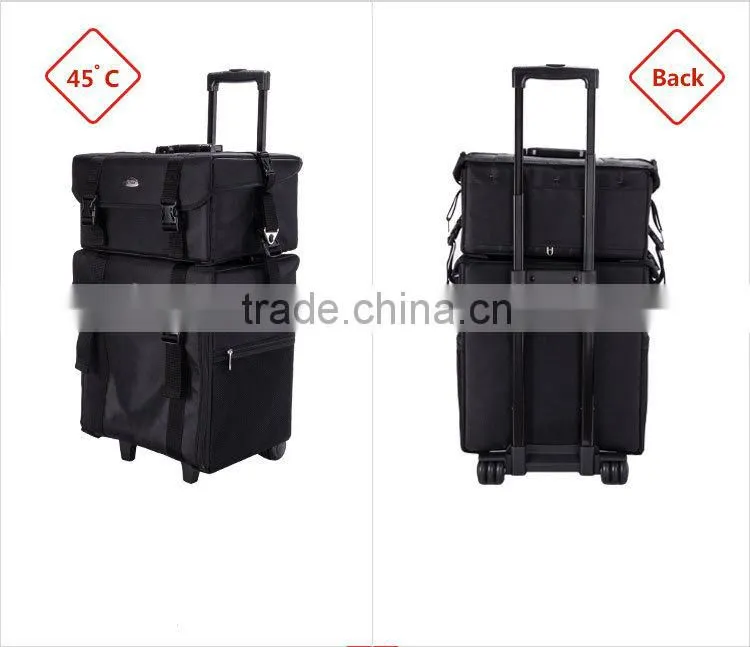 China Wholesale Black Nylon Rolling Station Makeup Case