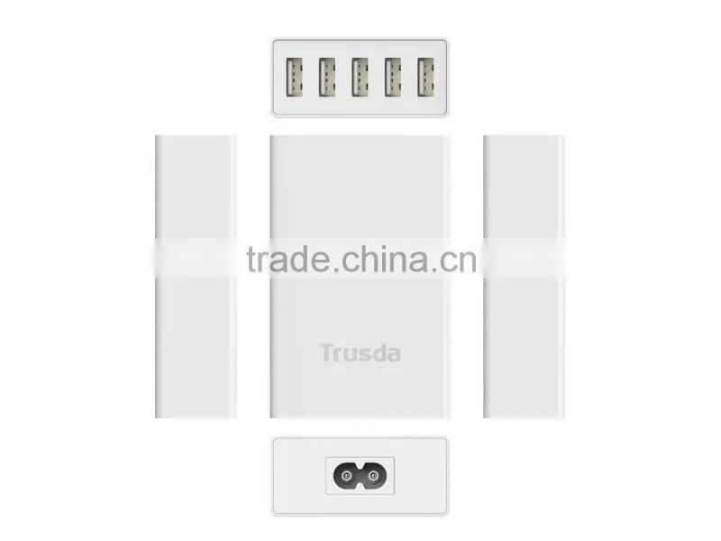 Anti-Fire Rapid Charge Safe Portable 5 ports USB extension socket Wall charger with 5V 12A Max 60W